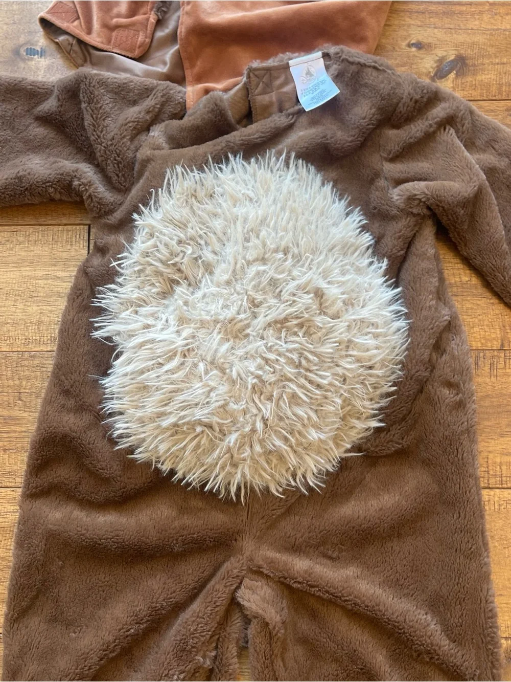 Disney Store Star Wars Ewok Toddler Costume Brown Fuzzy Bodysuit Hood 18-24M - Picture 4 of 9